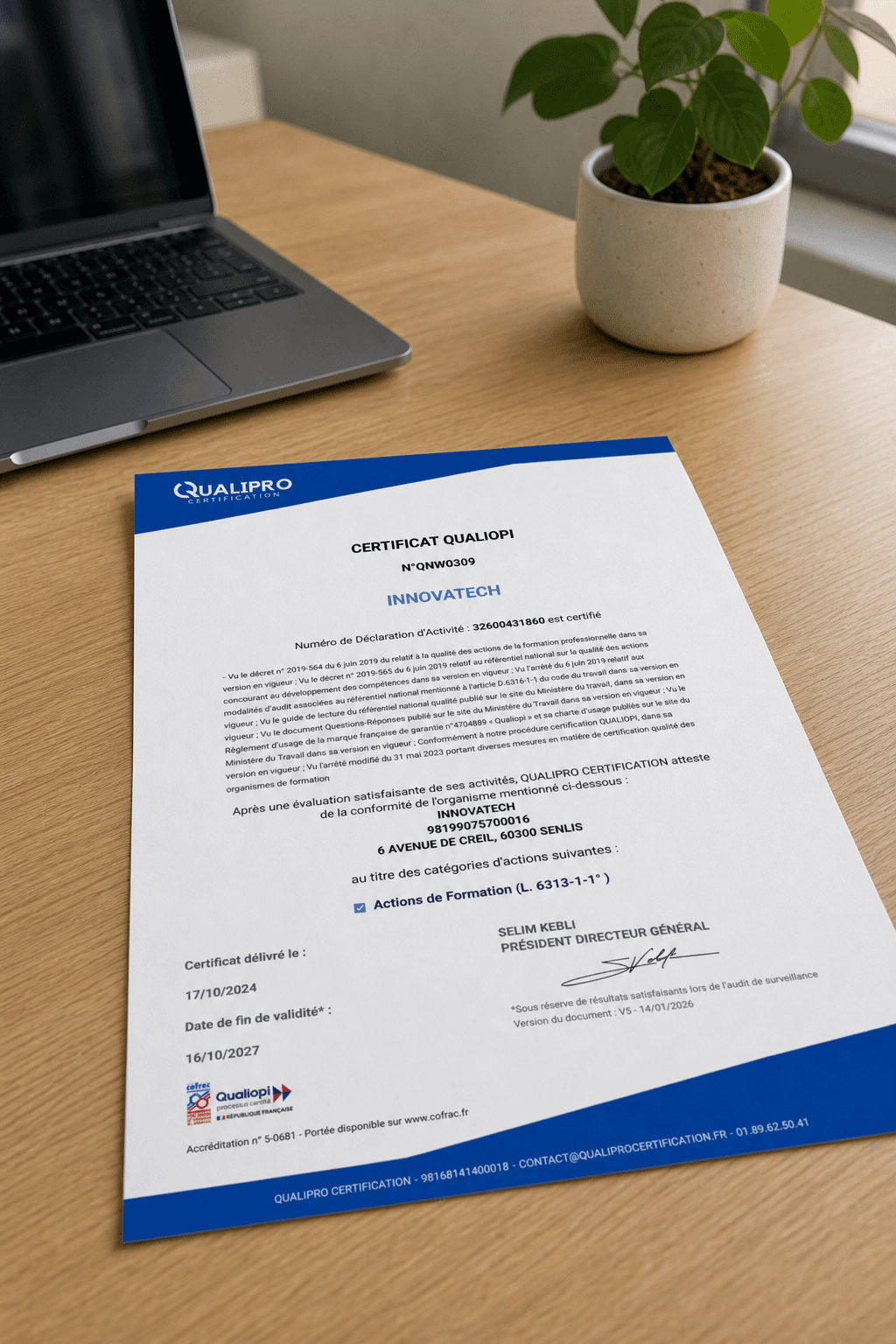 Certificat de qualité professionnelle
